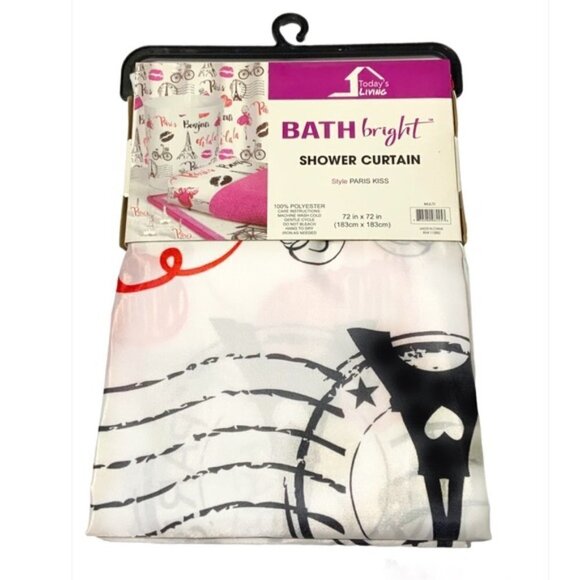 Paris Kiss Eiffel Tower Material Shower Curtain 72 In X 72 In - Picture 6 of 12